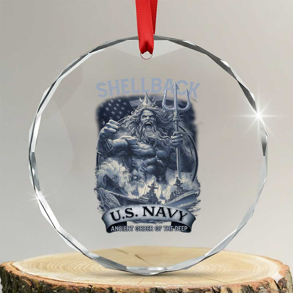 Navy Veteran Crystal Glass Ornament King Neptune Shellback Ancient Order Of The Deep TS11 Transparent Glass 3'' Circle Print Your Wear