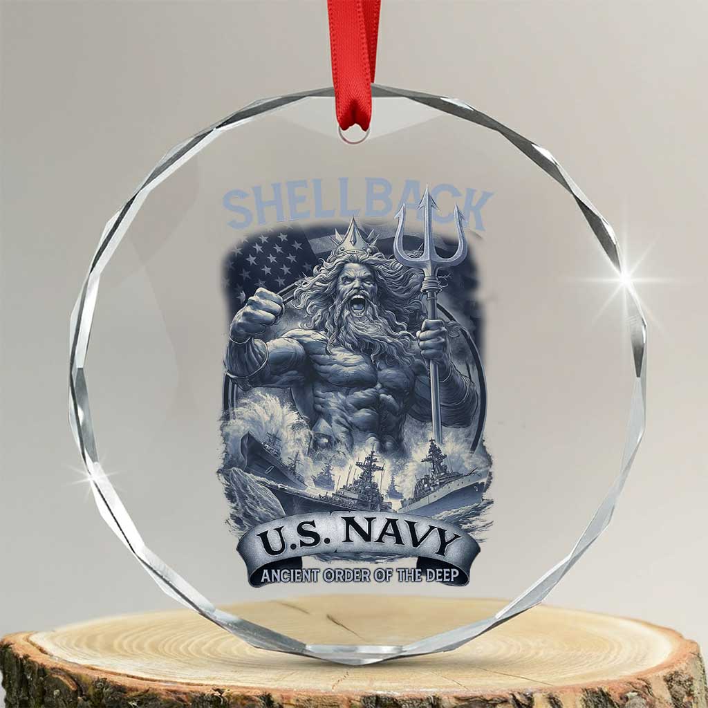 Navy Veteran Crystal Glass Ornament King Neptune Shellback Ancient Order Of The Deep TS11 Transparent Glass 3'' Circle Print Your Wear