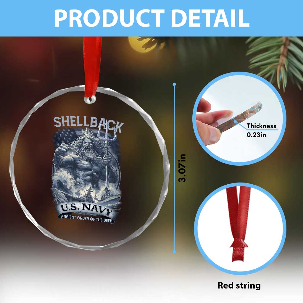 Navy Veteran Crystal Glass Ornament King Neptune Shellback Ancient Order Of The Deep TS11 Print Your Wear