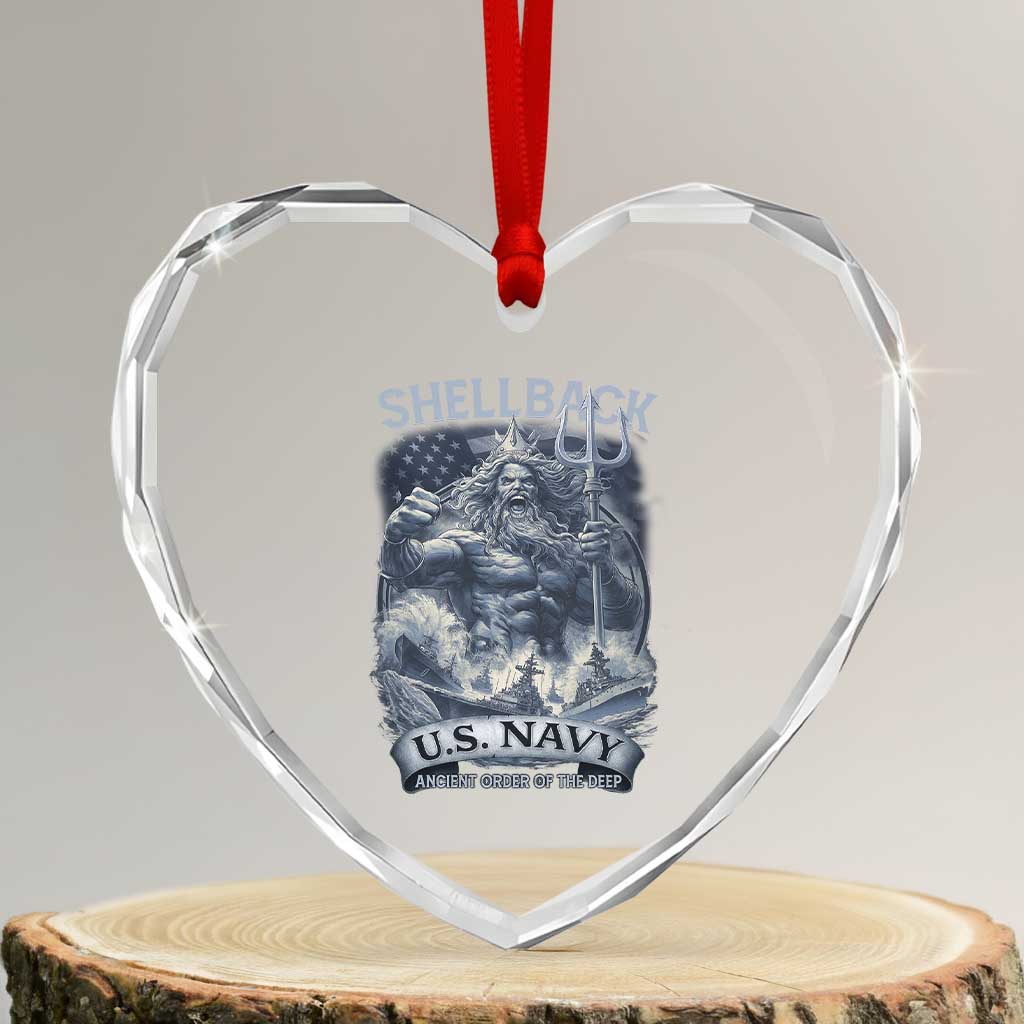 Navy Veteran Heart Crystal Glass Ornament King Neptune Shellback Ancient Order Of The Deep TS11 Transparent Glass 3'' Heart Print Your Wear