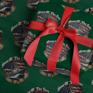 Navy Veteran Wrapping Paper Roll Home Of The Free Because Of The Brave American Flag TS11 Green Print Your Wear