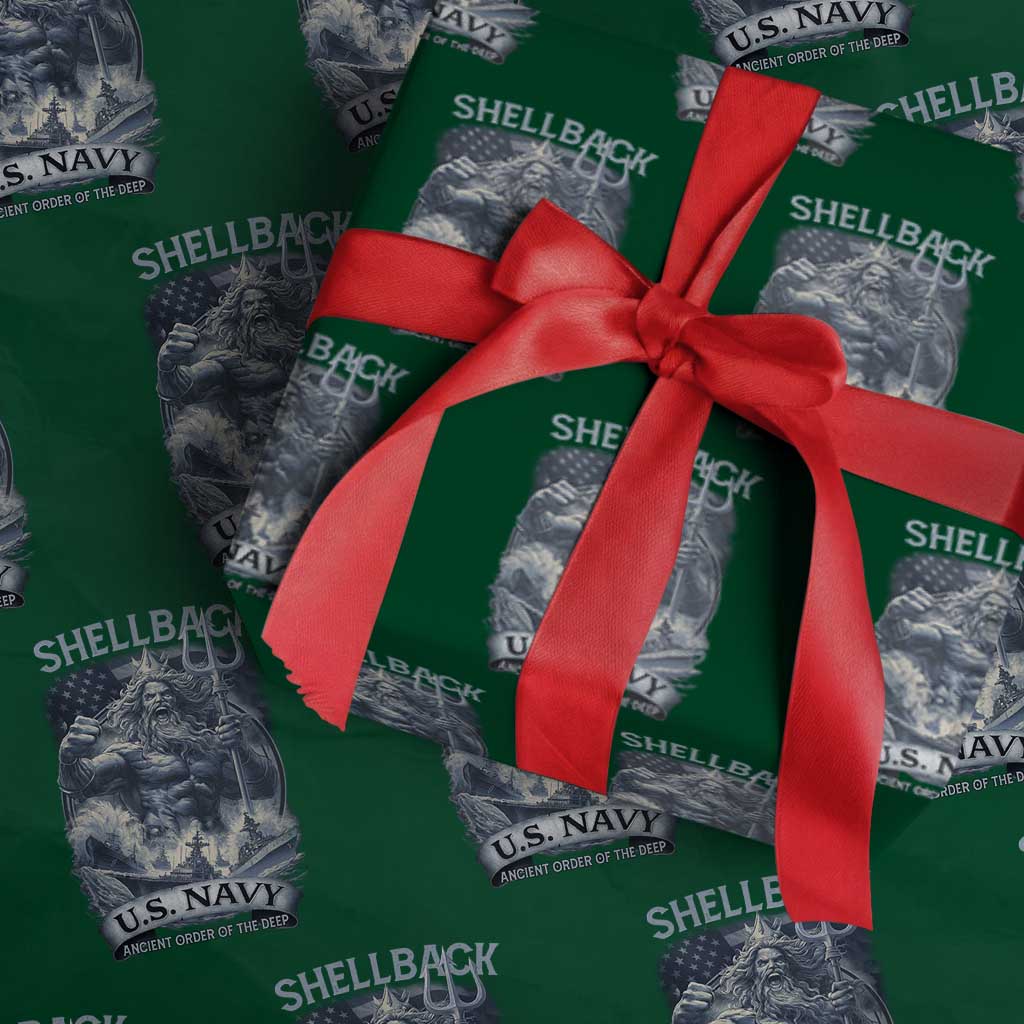 Navy Veteran Wrapping Paper Roll King Neptune Shellback Ancient Order Of The Deep TS11 Green Print Your Wear