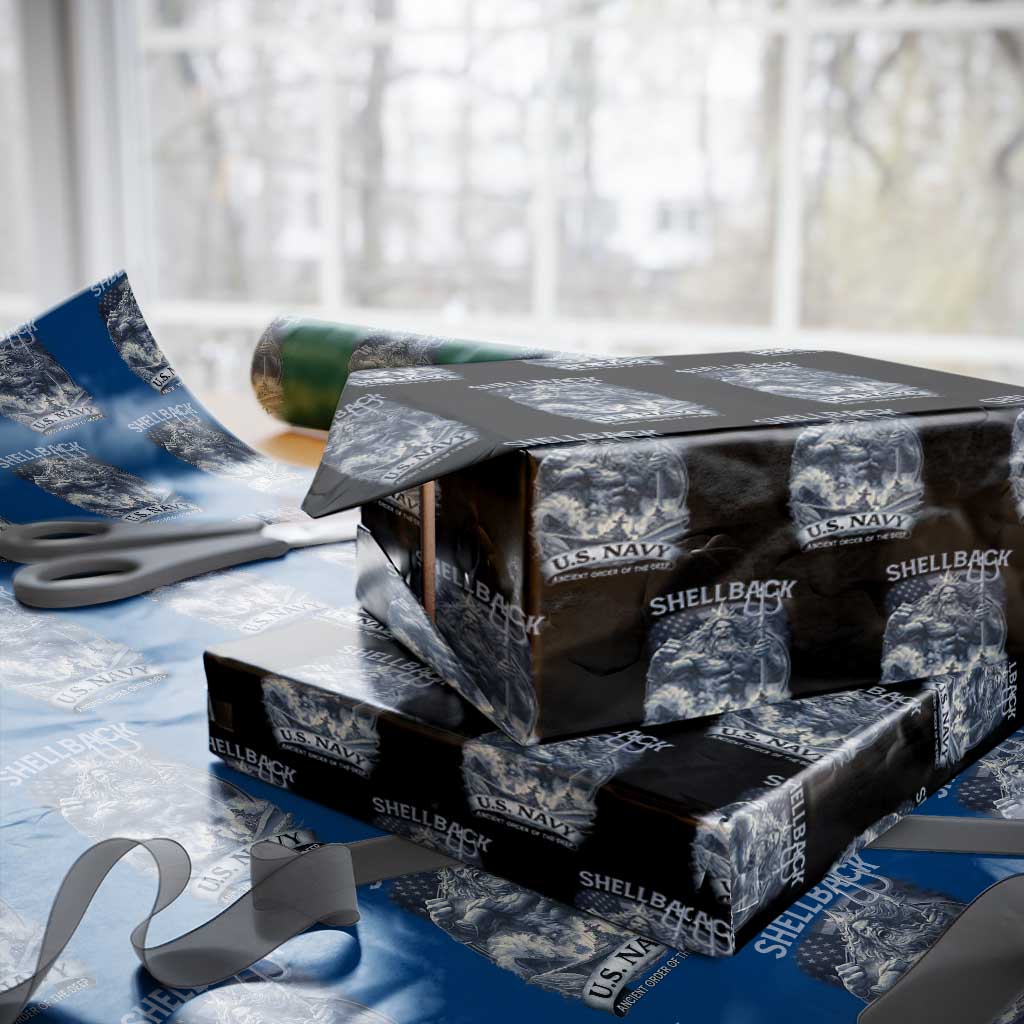 Navy Veteran Wrapping Paper Roll King Neptune Shellback Ancient Order Of The Deep TS11 Black Print Your Wear