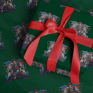 NE Dark Football Spirit Rivalry Wrapping Paper Roll Game Day Lover Gift TS12 Green Print Your Wear