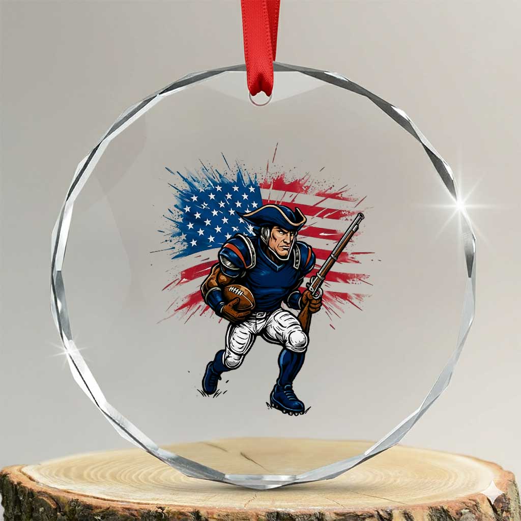 NE Football Fan Supporter Crystal Glass Ornament American Flag Pride Gift TS12 Transparent Glass 3'' Circle Print Your Wear