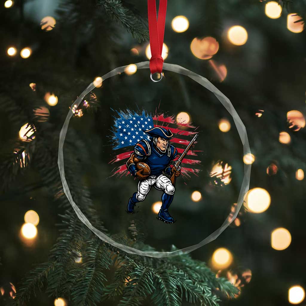 NE Football Fan Supporter Crystal Glass Ornament American Flag Pride Gift TS12 Print Your Wear