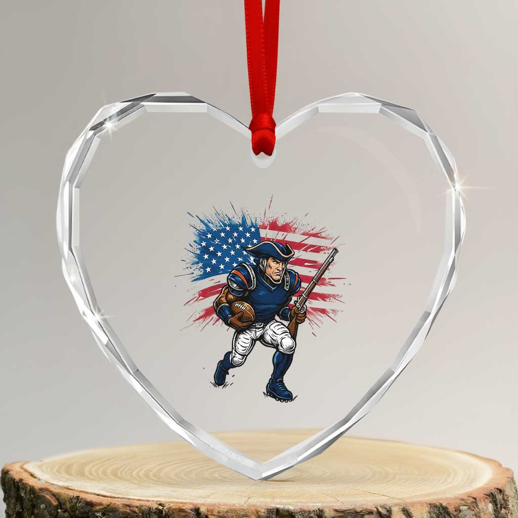 NE Football Fan Supporter Heart Crystal Glass Ornament American Flag Pride Gift TS12 Transparent Glass 3'' Heart Print Your Wear