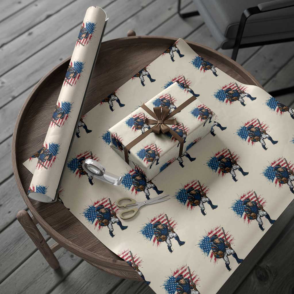 NE Football Fan Supporter Wrapping Paper Roll American Flag Pride Gift TS12 Beige Print Your Wear