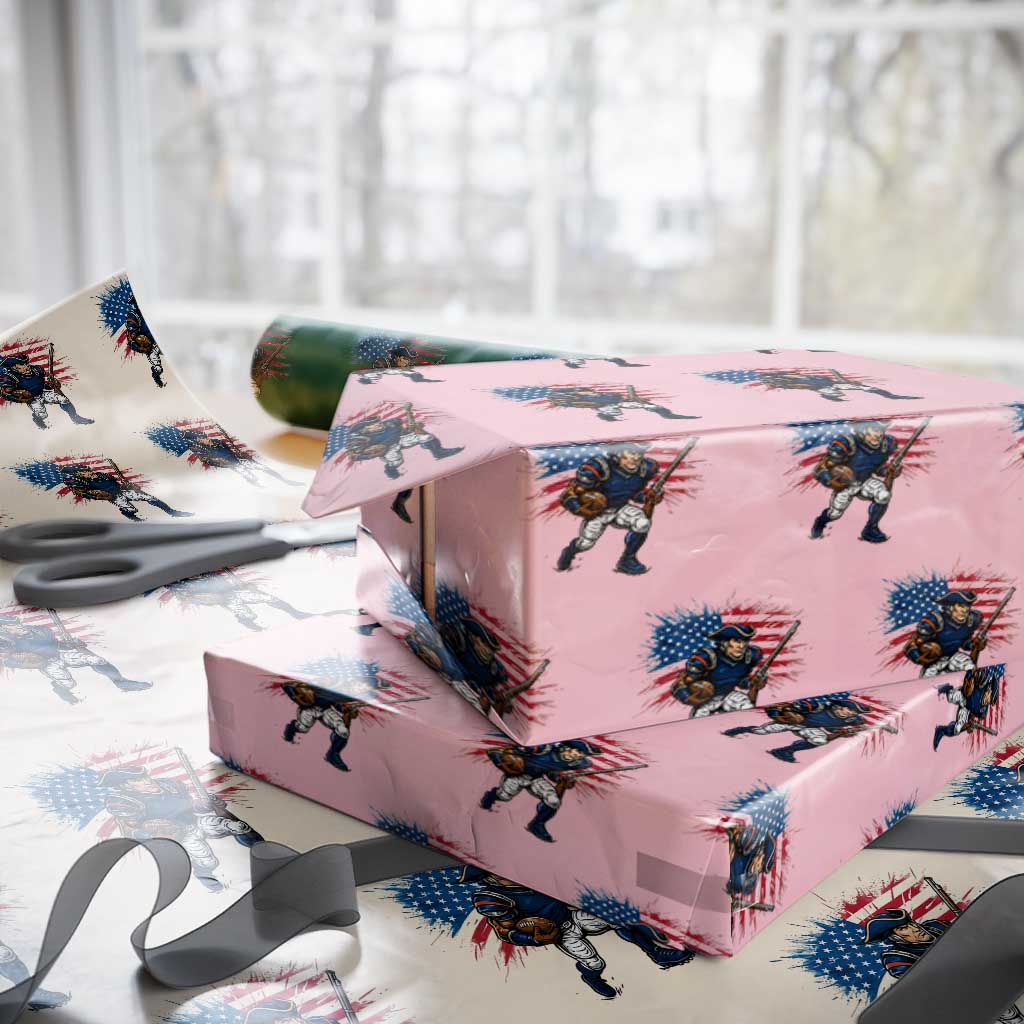 NE Football Fan Supporter Wrapping Paper Roll American Flag Pride Gift TS12 Light Pink Print Your Wear