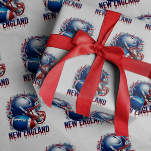 NE Football Spirit Wrapping Paper Roll Game Day Sports Fan Gift TS12 White Print Your Wear