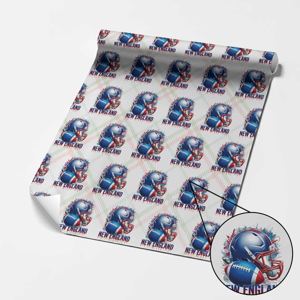 NE Football Spirit Wrapping Paper Roll Game Day Sports Fan Gift TS12 Christmas Plaid Print Your Wear