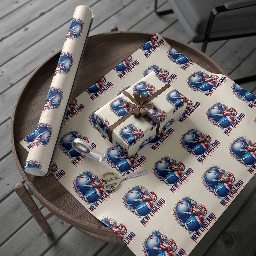 NE Football Spirit Wrapping Paper Roll Game Day Sports Fan Gift TS12 Beige Print Your Wear