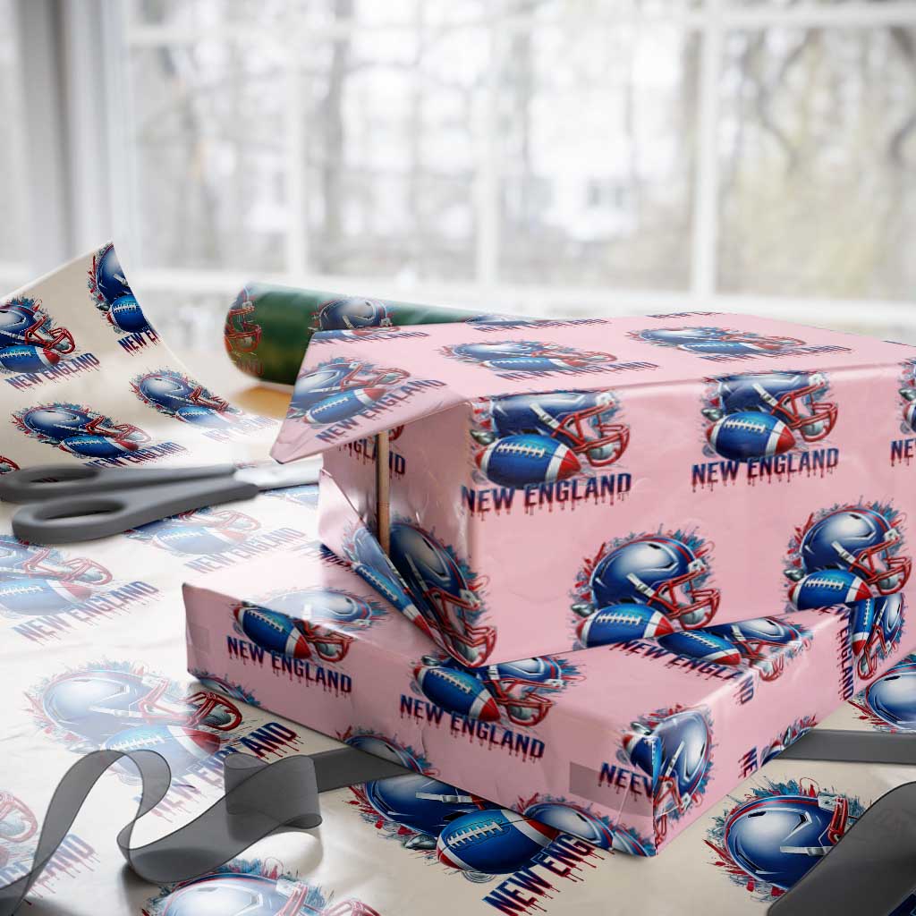 NE Football Spirit Wrapping Paper Roll Game Day Sports Fan Gift TS12 Light Pink Print Your Wear