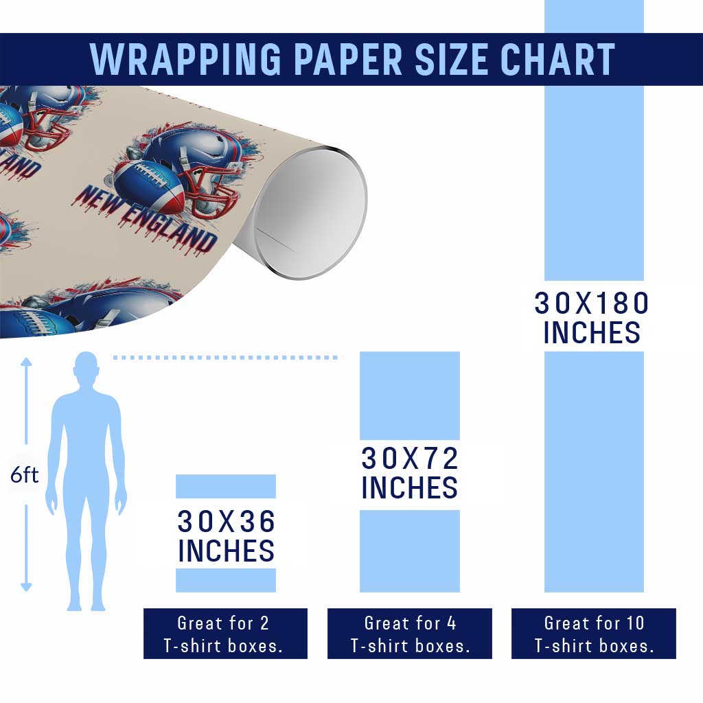 NE Football Spirit Wrapping Paper Roll Game Day Sports Fan Gift TS12 Print Your Wear