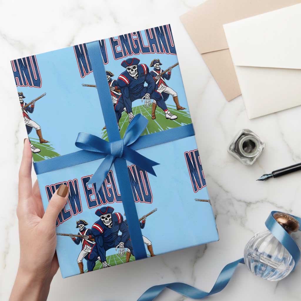 NE Gothic Skeleton Wrapping Paper Roll Football Lover Gift TS12 Light Blue Print Your Wear