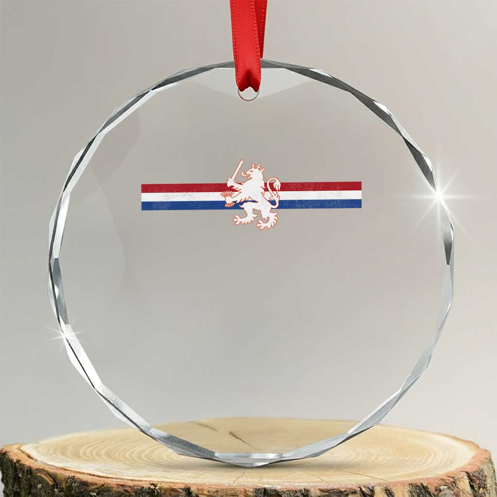 Nederland Dutch Republic Lion Vintage Holland Flag Crystal Glass Ornament TS11 Transparent Glass 3'' Circle Print Your Wear