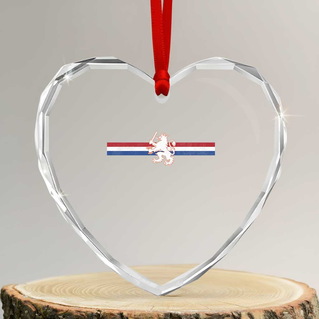 Nederland Dutch Republic Lion Vintage Holland Flag Heart Crystal Glass Ornament