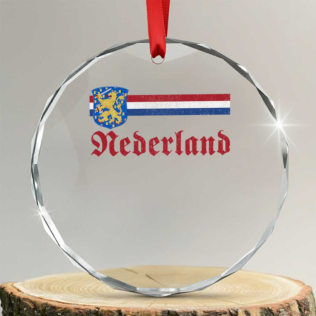 Nederland Holland Emblem Lion Vintage Dutch Flag Crystal Glass Ornament TS11 Transparent Glass 3'' Circle Print Your Wear