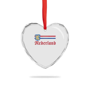 Nederland Holland Emblem Lion Vintage Dutch Flag Heart Crystal Glass Ornament