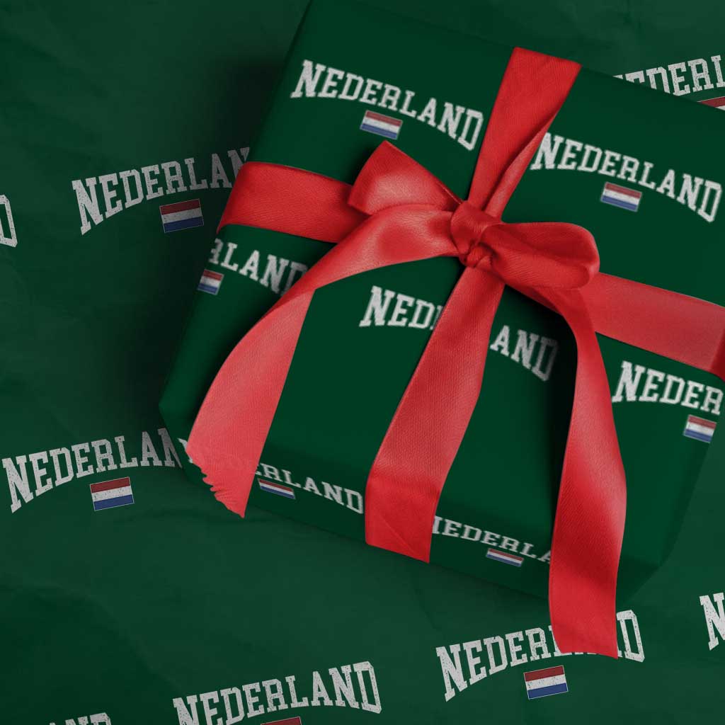 Nederland Sports Throwback Design Wrapping Paper Roll Vintage Dutch Holland Flag Soccer Jersey Style