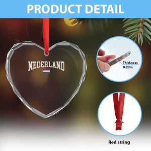 Nederland Sports Throwback Design Heart Crystal Glass Ornament Vintage Dutch Holland Flag Soccer Jersey Style