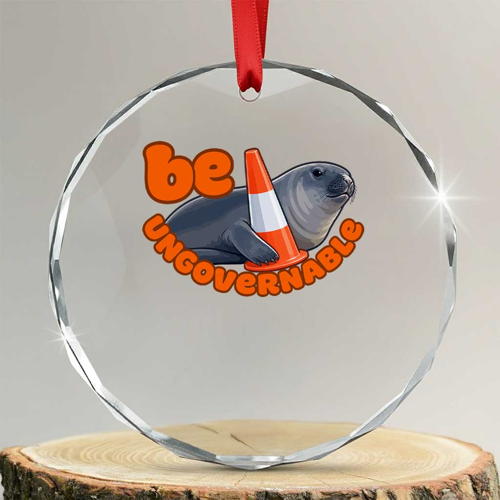 Neil The Seal Be Ungovernable Crystal Glass Ornament Funny Tasmania Elephant Seal Road TS11 Transparent Glass 3'' Circle Print Your Wear