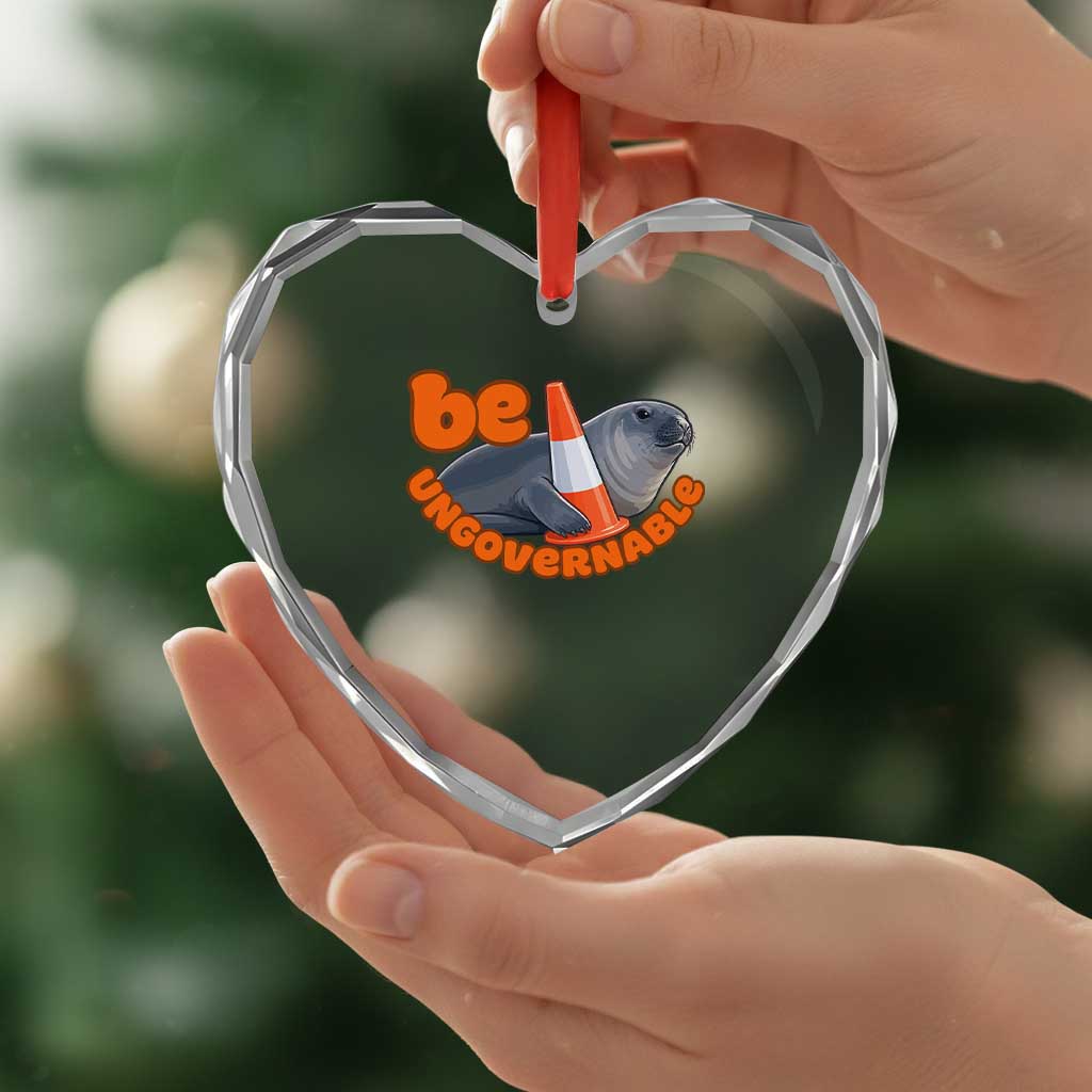 Neil The Seal Be Ungovernable Heart Crystal Glass Ornament Funny Tasmania Elephant Seal Road TS11 Print Your Wear