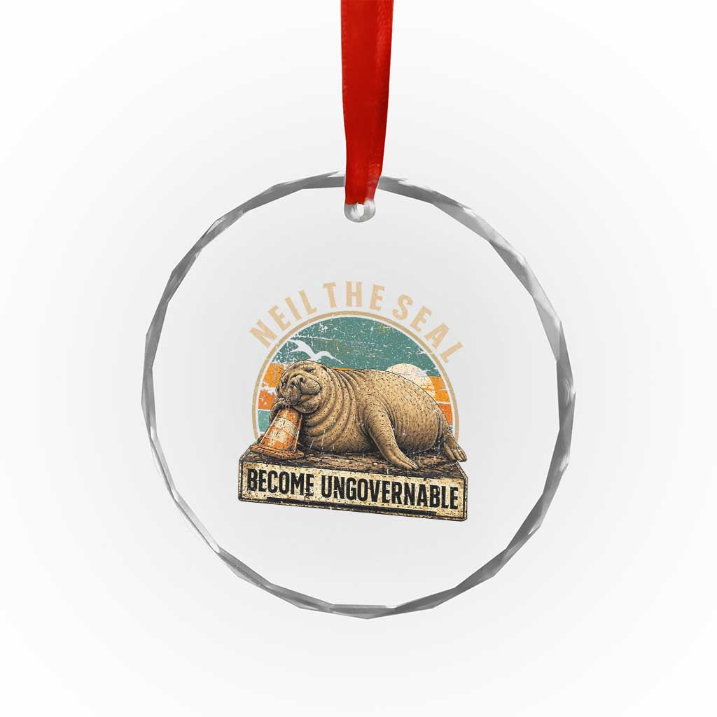 Neil The Seal Become Ungovernable Crystal Glass Ornament Funny Elephant Seal Meme TS14 Print Your Wear