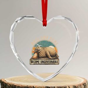 Neil The Seal Become Ungovernable Heart Crystal Glass Ornament Funny Elephant Seal Meme TS14 Transparent Glass 3'' Heart Print Your Wear