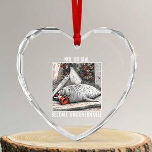 Neil The Seal Become Ungovernable Heart Crystal Glass Ornament Vintage Elephant Seal Animal Meme TS14 Transparent Glass 3'' Heart Print Your Wear