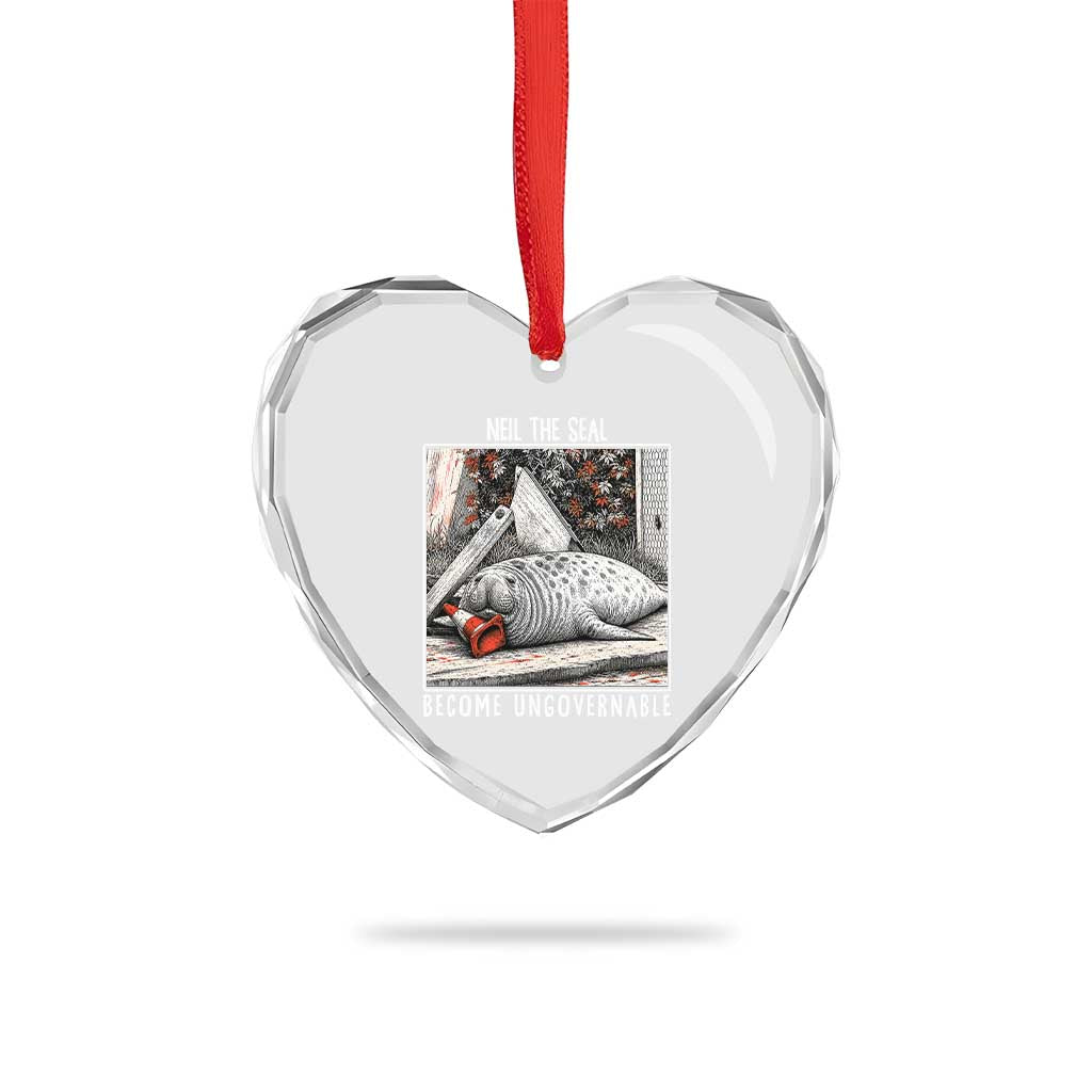 Neil The Seal Become Ungovernable Heart Crystal Glass Ornament Vintage Elephant Seal Animal Meme TS14 Print Your Wear