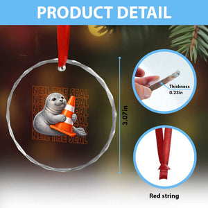 Neil The Seal Groovy Crystal Glass Ornament Retro Vintage Cute Seal Lover Graphic