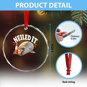 Neil The Seal Nailed It Crystal Glass Ornament Funny Tasmania Elephant Seal Traffic Cone Meme Art TS11 Print Your Wear