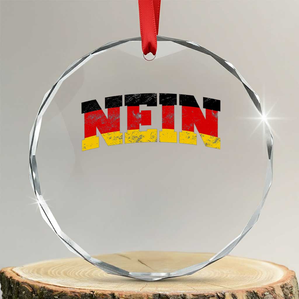 Nein Germany Crystal Glass Ornament No Saying Funny German Flag Oktoberfest TS10 Transparent Glass 3'' Circle Print Your Wear