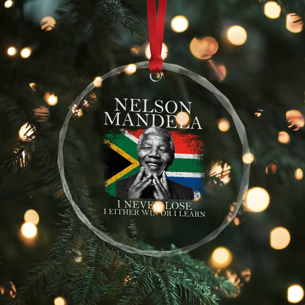 Nelson Mandela Quote Crystal Glass Ornament I Never Lose I Either Win Or I Learn TS11 Print Your Wear