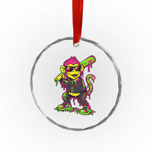 Neon Dripping Monkey Baseball Graphic Crystal Glass Ornament Ball Party Game Day Vibes TS02 Print Your Wear