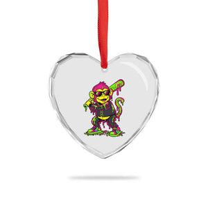 Neon Dripping Monkey Baseball Graphic Heart Crystal Glass Ornament Ball Party Game Day Vibes TS02 Print Your Wear