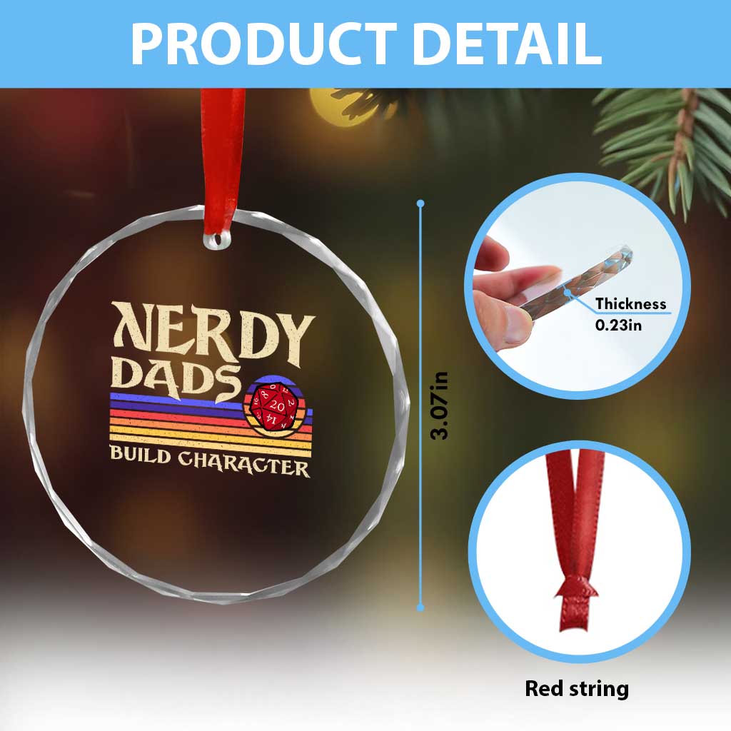 Nerdy Dad Crystal Glass Ornament Funny Fathers Day RPG Gaming D20 Tabletop TS11 Print Your Wear
