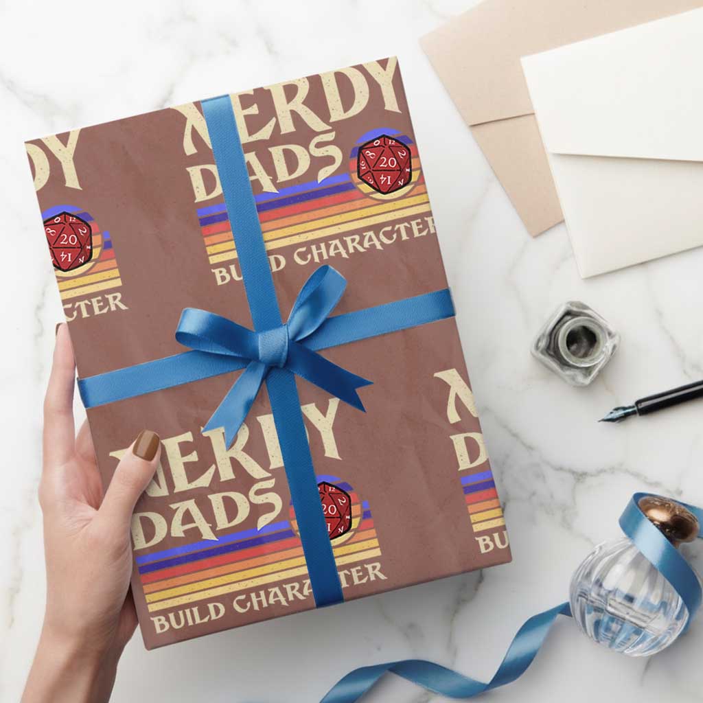 Nerdy Dad Wrapping Paper Roll Funny Fathers Day RPG Gaming D20 Tabletop TS11 Mocha Print Your Wear