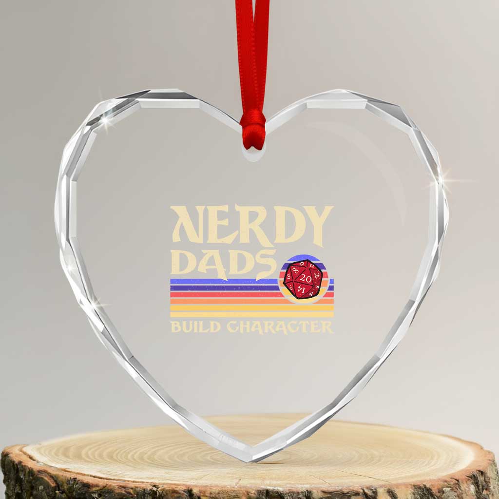 Nerdy Dad Heart Crystal Glass Ornament Funny Fathers Day RPG Gaming D20 Tabletop TS11 Transparent Glass 3'' Heart Print Your Wear
