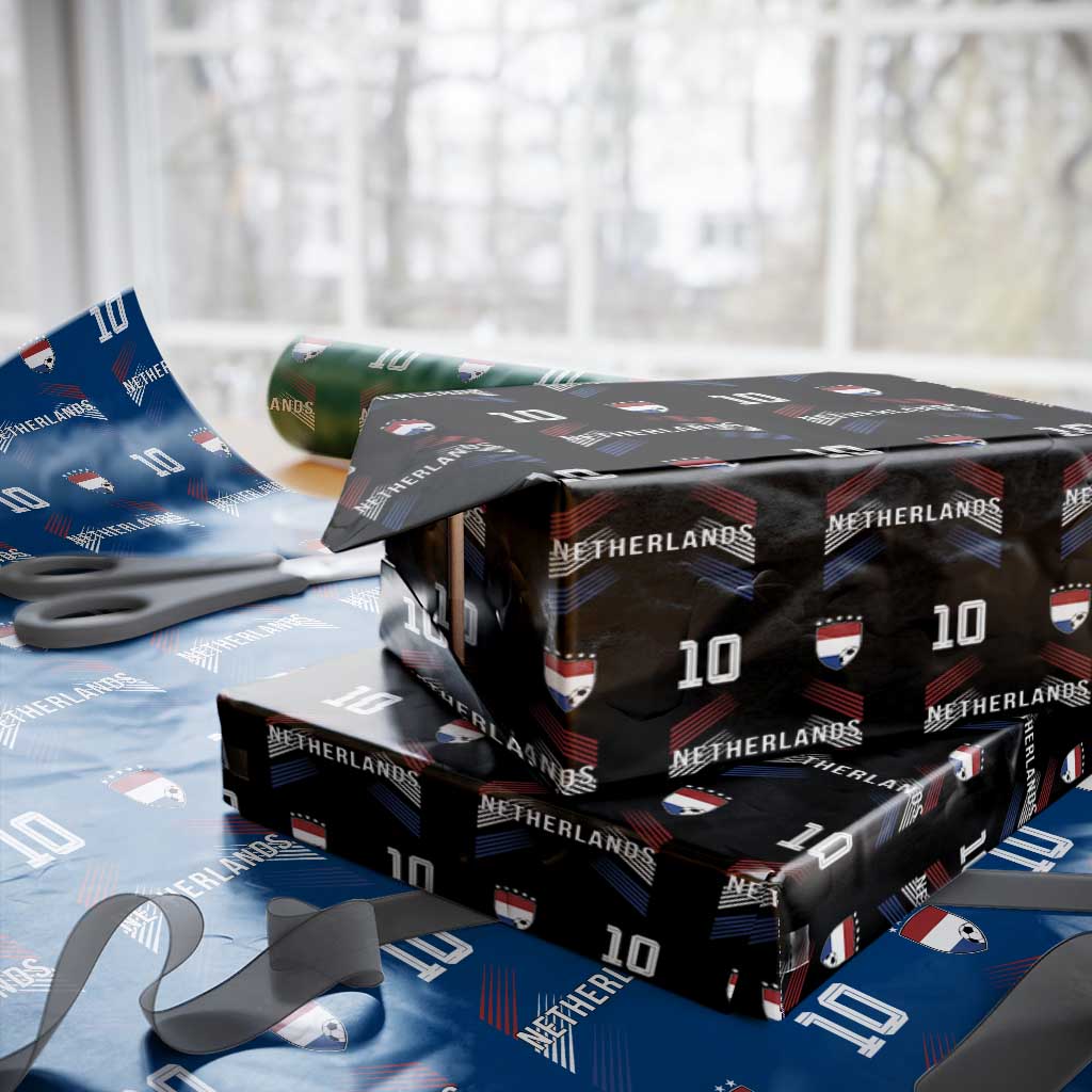 Netherlands Soccer Sports Graphic Number 10 Jersey Style Wrapping Paper Roll Proud Nederlands Holland Football Fans Game Day Pride TS02 Black Print Your Wear