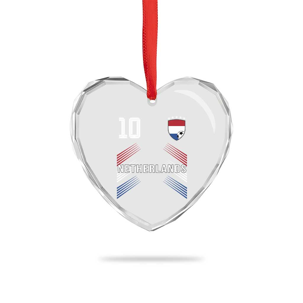 Netherlands Soccer Sports Graphic Number 10 Jersey Style Heart Crystal Glass Ornament Proud Nederlands Holland Football Fans Game Day Pride TS02 Print Your Wear