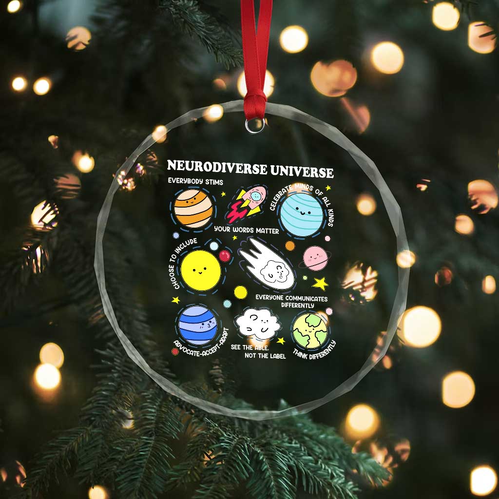 Neurodiverse Universe Crystal Glass Ornament Autism Awareness ADHD ASD Neurodiversity TS02 Print Your Wear