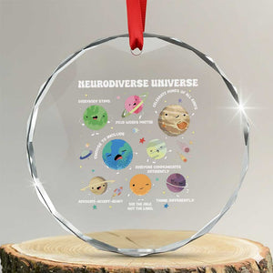 Neurodiverse Universe Crystal Glass Ornament Autism Awareness ASD ADHD Neurodiversity Sped Teacher TS02 Transparent Glass 3'' Circle Print Your Wear