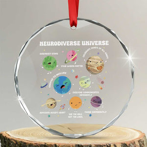 Neurodiverse Universe Crystal Glass Ornament Autism Awareness ASD ADHD Neurodiversity Sped Teacher TS02 Transparent Glass 3'' Circle Print Your Wear