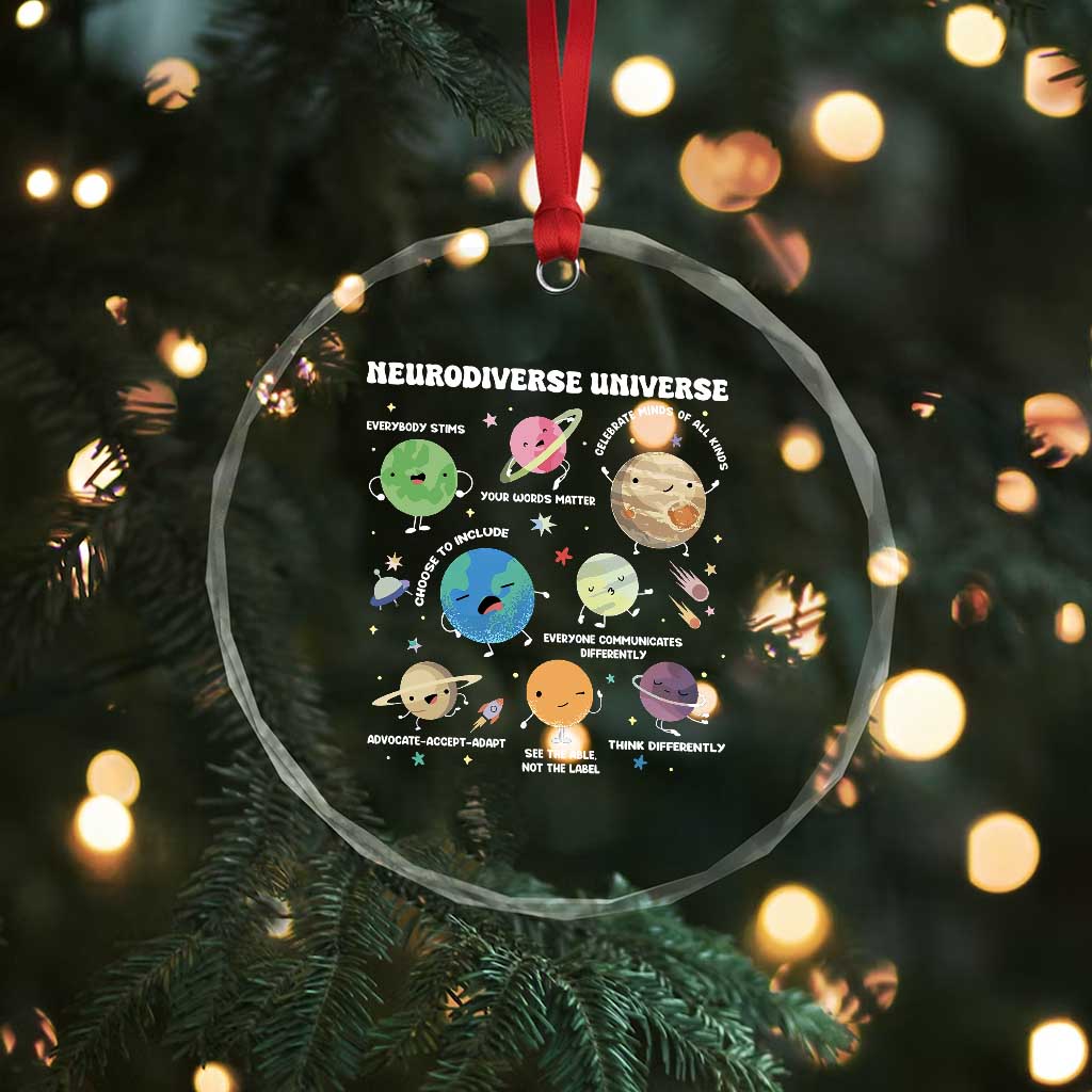Neurodiverse Universe Crystal Glass Ornament Autism Awareness ASD ADHD Neurodiversity Sped Teacher TS02 Print Your Wear
