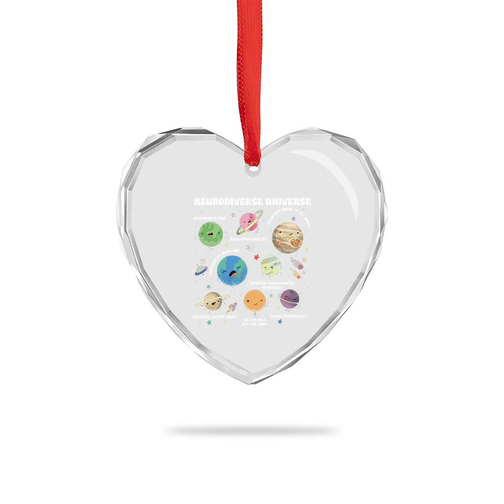 Neurodiverse Universe Heart Crystal Glass Ornament Autism Awareness ASD ADHD Neurodiversity Sped Teacher TS02 Print Your Wear