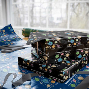 Neurodiverse Universe Wrapping Paper Roll Autism Awareness ASD ADHD Neurodiversity Sped Teacher TS02 Black Print Your Wear