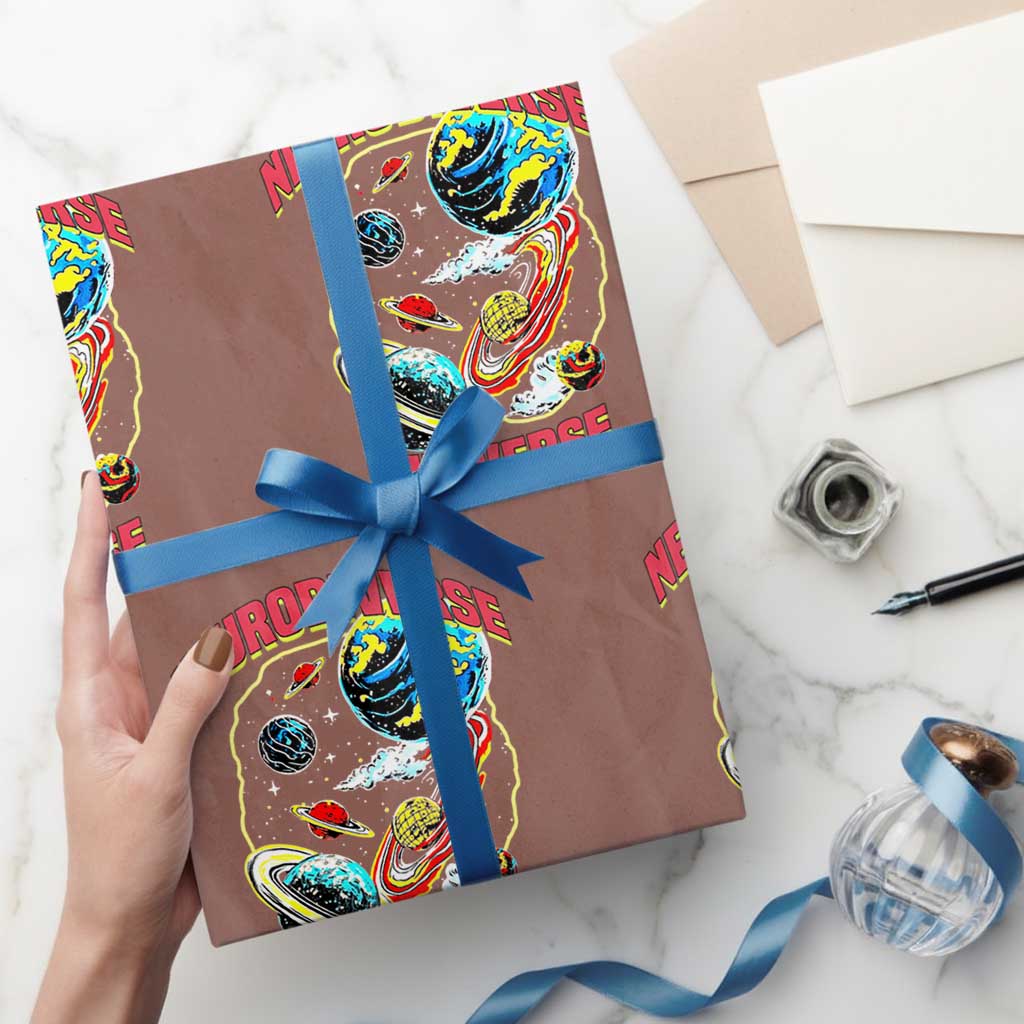 Neurodiverse Universe Wrapping Paper Roll Neurodiversity Embrace ADHD Autism ASD TS02 Mocha Print Your Wear