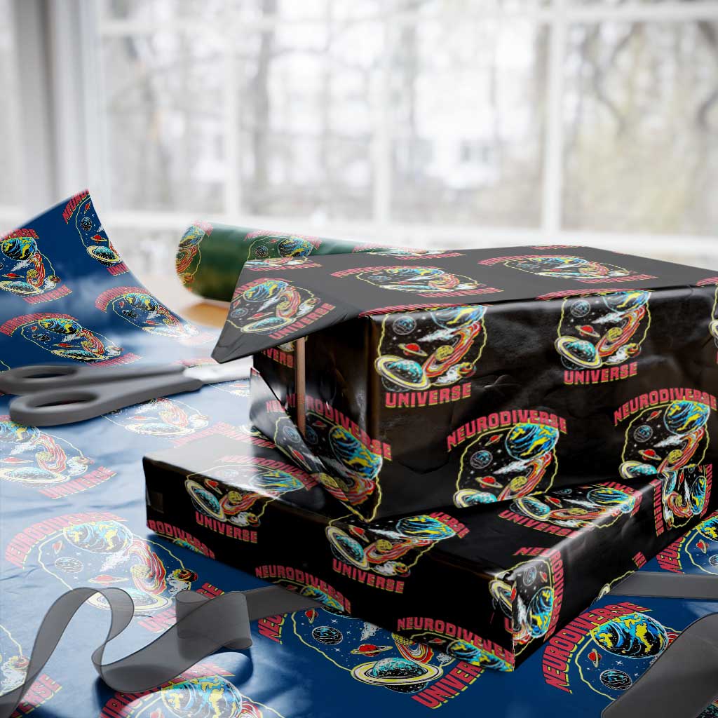 Neurodiverse Universe Wrapping Paper Roll Neurodiversity Embrace ADHD Autism ASD TS02 Black Print Your Wear